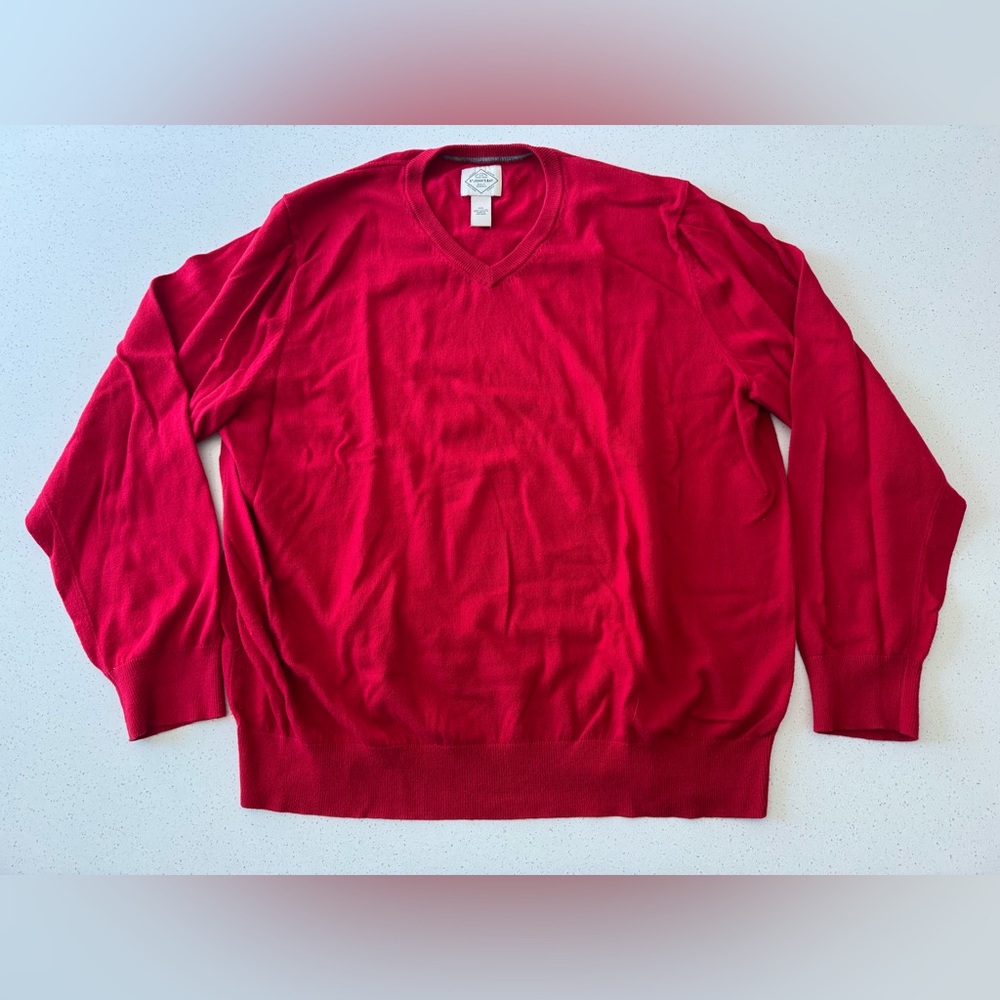 St. John's Bay Mens Red Heather V-Neck Sweater Size XXL Grunge & Preppy Look VTG